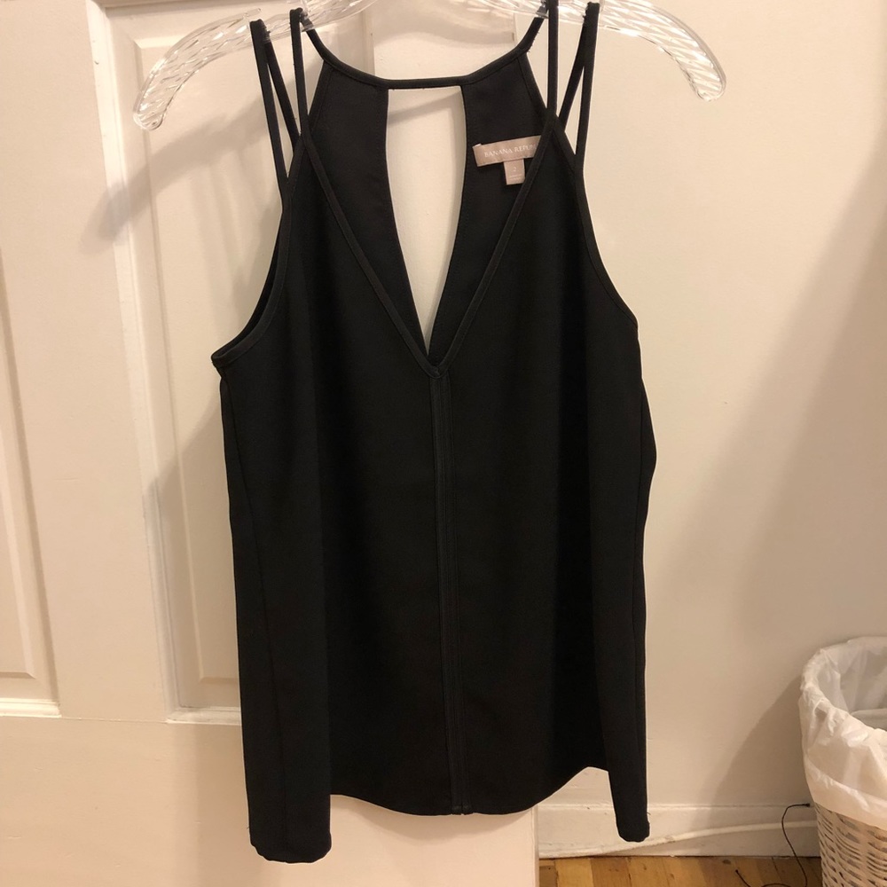 Banana Republic black strappy work top